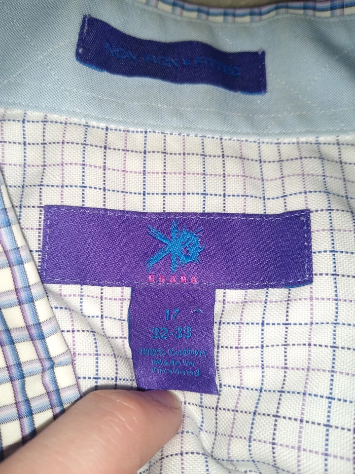 Рубашка Egara клетчатая с длинным рукавом с воротником на пуговицах приталенная мужская размер 17 32-33 - Изображение 4 из 4