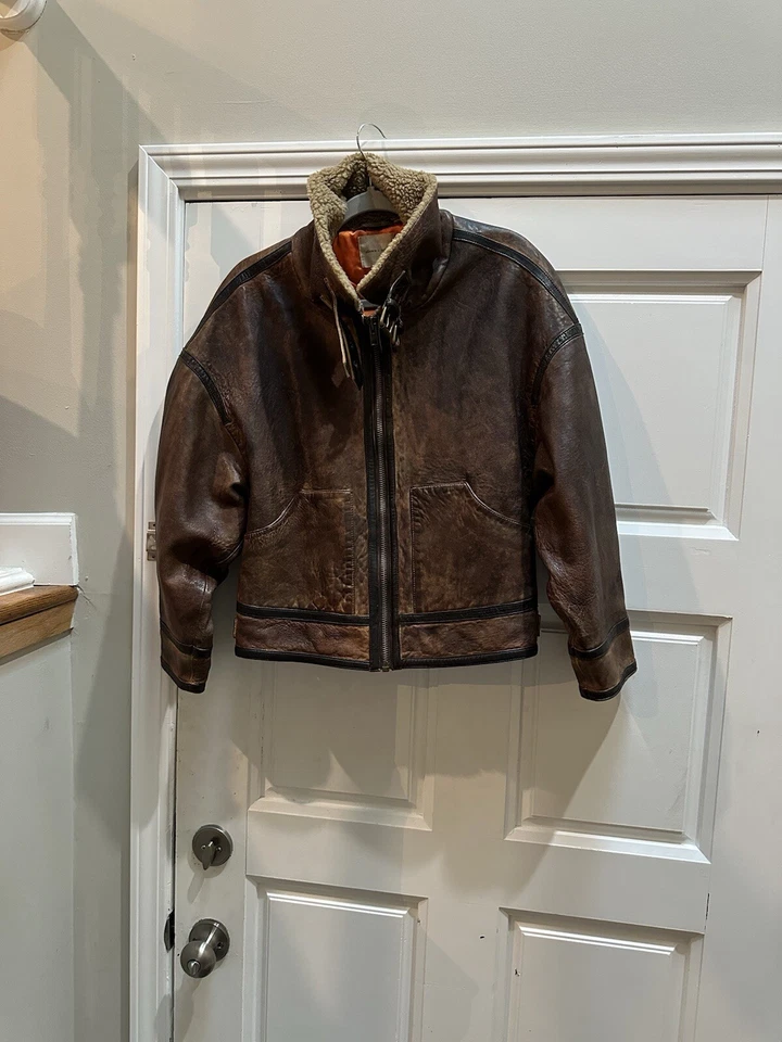 1990 CHAQUETA BOMBER AVIADOR PIEL CORDERO MARRÓN VINTAGE Talla M Foto 4 de 4