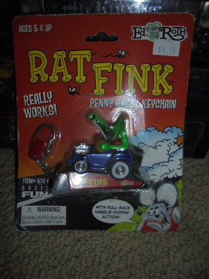 2001 vintage RAT FINK penny racer keychain-ED BIG DADDY ROTH hot rod-NEW sealed