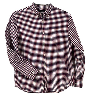 BANANA REPUBLIC Mens L Grant Fit 100% Cotton Stretch Oxford Checked Dress  Shirt