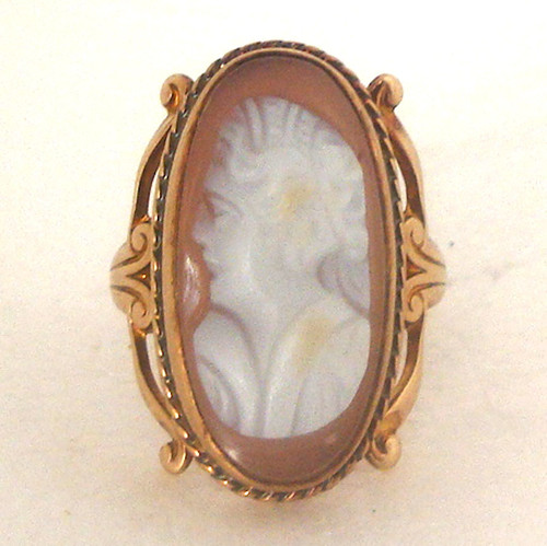 Antique Delicate Cameo Solid 14K Y Gold Ring Fine Jewelry - Picture 3 of 5