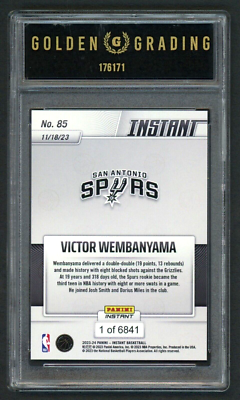 2023 Panini Instant #85 Victor Wembanyama Rookie RC Graded GEM