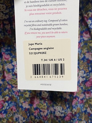 スカート SEZANE JUPE MARIA 34 SEZANE MARIA SKIRT ENGLISH COUNTRYSIDE SIZE 34 US 2 | eBay