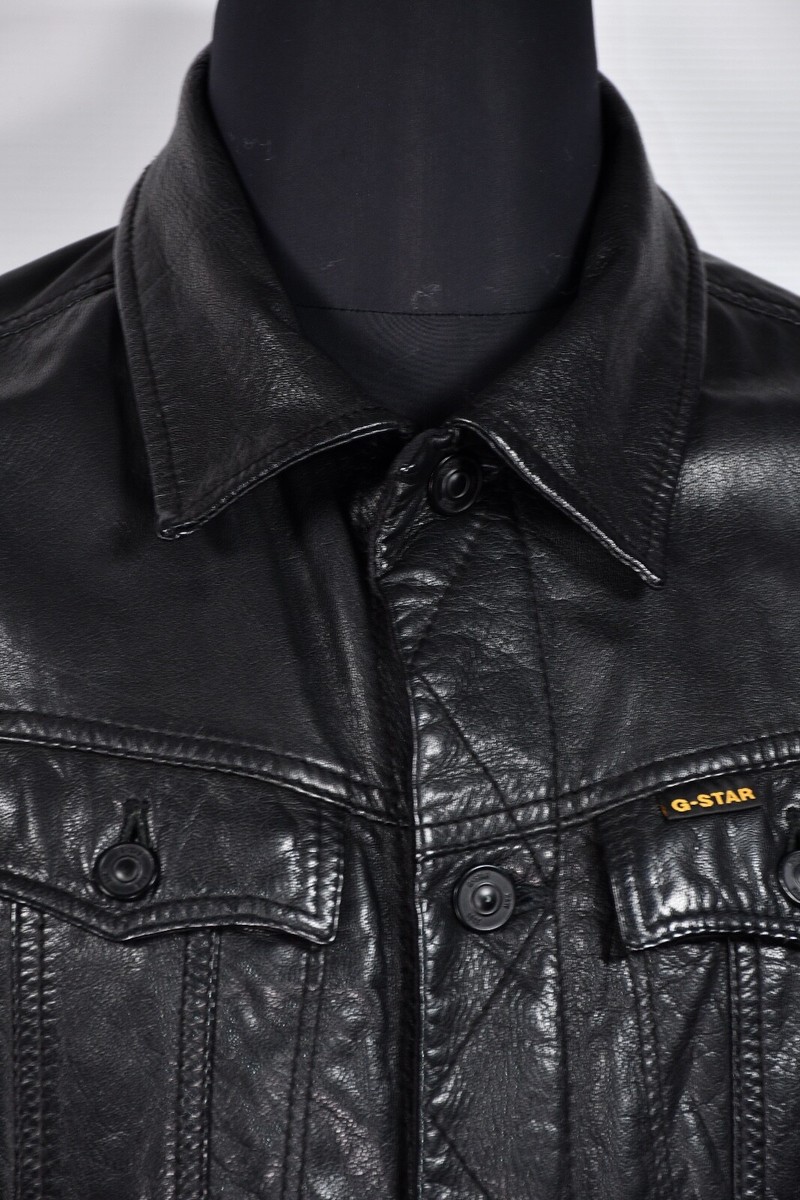 G-Star Raw Slim Fit Tailor Jacket Real Leather Black Men's