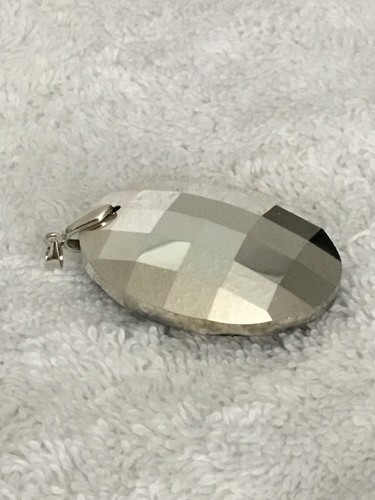 Simulated Grey Spinel Oval Rhodium Over Silver Pendant New Size 2”/1.5” - Picture 4 of 4