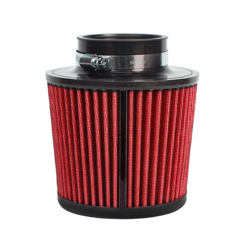 Filtro Aria Alto Flusso Universale 100 Mm - Per Modifiche Auto, In Cotone Oleato, Rosso