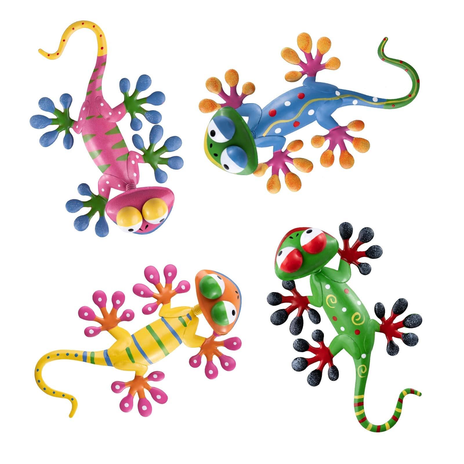 Metal Geckoï¿½ Outdoor Wall Decor 4 Pack Lizard Wall Art Garden Sculptures St...