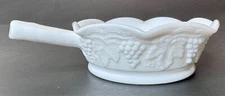 VINTAGE IMPERIAL MILK GLASS HARVEST GRAPE INDIVIDUAL SERVING BOWL DISH W HANDLE