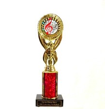 MUSIC TROPHY, MUSIC A NOTE  3 FREE LETTERING EIGHT COLORS