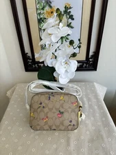 NWT Coach  Mini Camera Bag In Signature Canvas With Dreamy Veggie Crossbody Bag