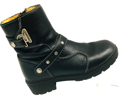 Milwaukee Womens 8C Black Leather Motorcycle Boots Delusion Moto Goth Grunge