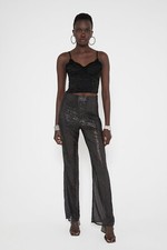 zara shiny sparkly straight leg pants black XS 9600/694