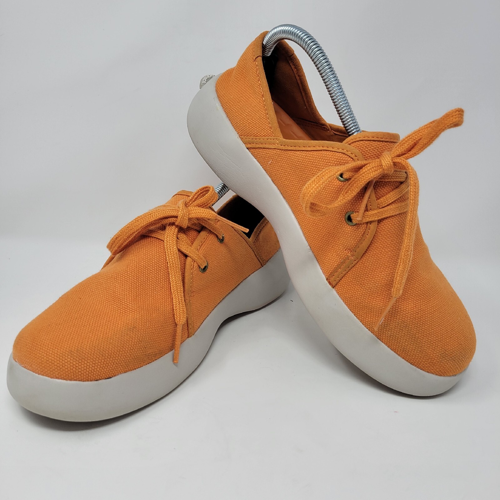 Soft Science Womens Size 10 Orange Canvas Weave Lace Up Cushioned Round Toe Shoes