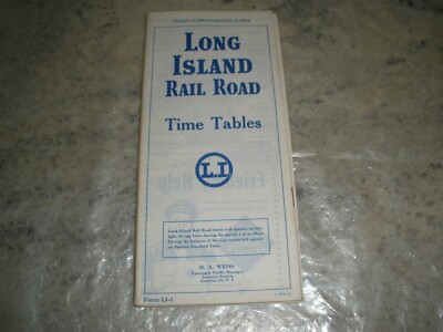Vintage Zug Zeittafel Prospekt LONG ISLAND RAIL ROAD Sept 2, 1958