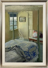 Original Large 1999 Anna Brelsford Mccoy “Early Morning” Interior Bedroom Oil