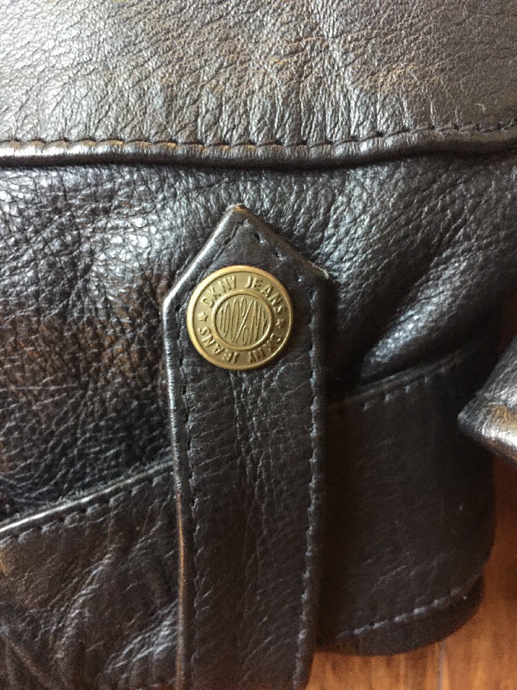 DKNY Vintage Leather Black Biker Motorcycle Painted Club 1993