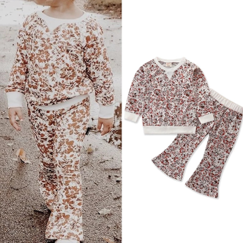 NEW Floral Girls Bell Bottom Outfit Set 
