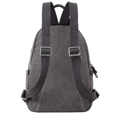 TROOP London grey classic canvas small backpack rucksack bag womens satchel tote - Picture 3 of 6
