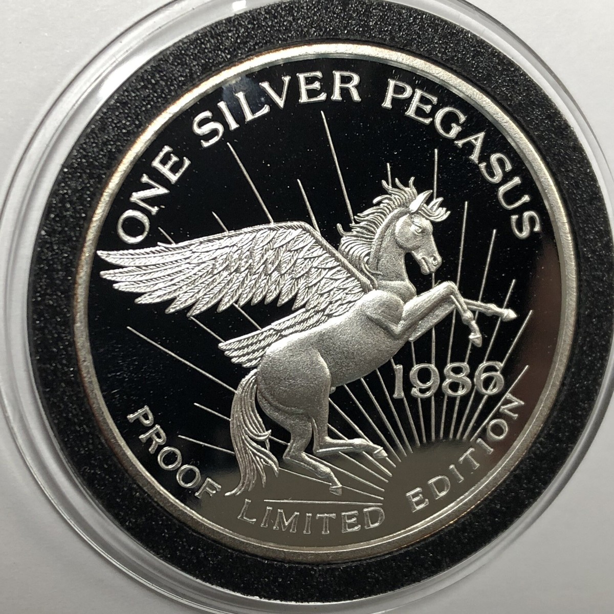 1986 Pegasus Florida Canyon Mine 1 Troy Oz .999 Fine Silver Round