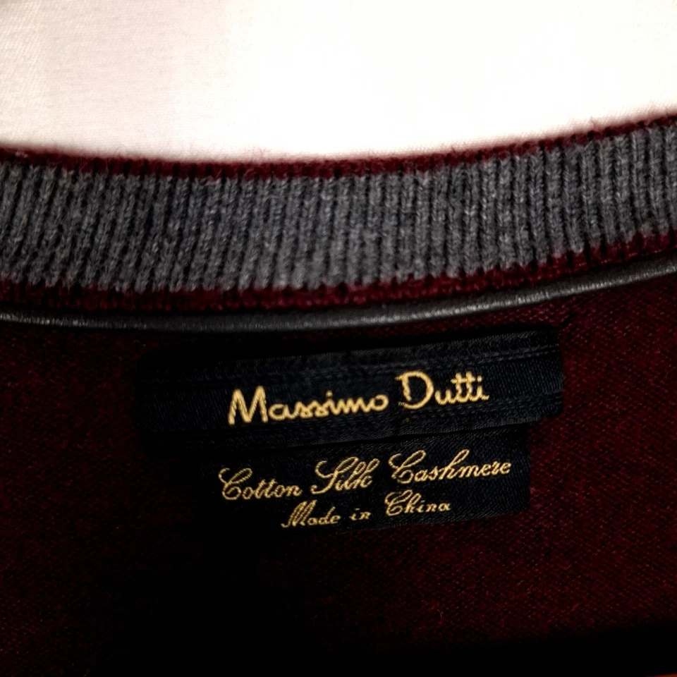 MASSIMO DUTTI Men's Jumper Size L Crew Neck Red Jersey Pullover Cotton Silk - Image 4 of 4