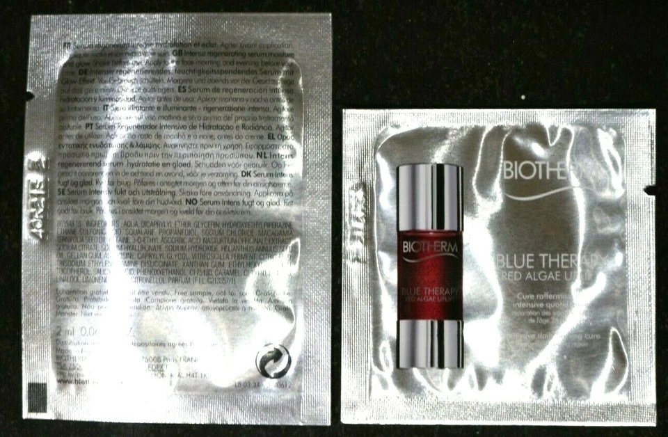 2 Biotherm: Aquasource Aura Concentrate &  Blue Therapy Red Algae Unlift. Sample Foto 4 de 4