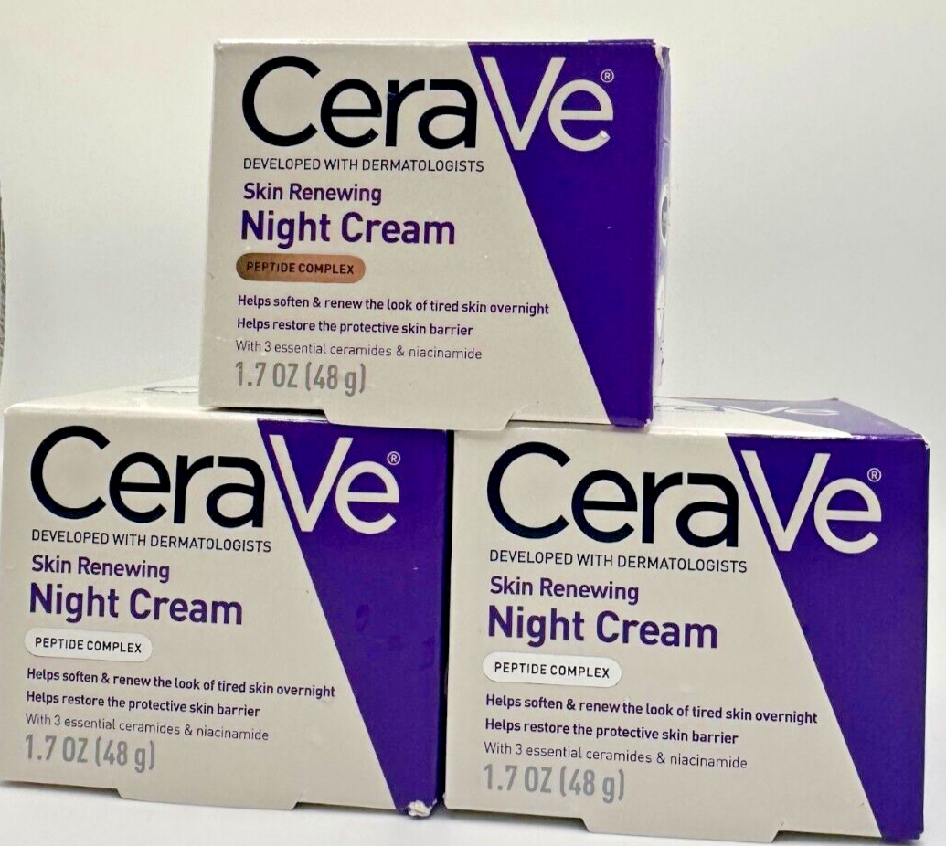 New CeraVe Skin Renewing Night Cream with Peptide Complex 1.7oz in Box 3X