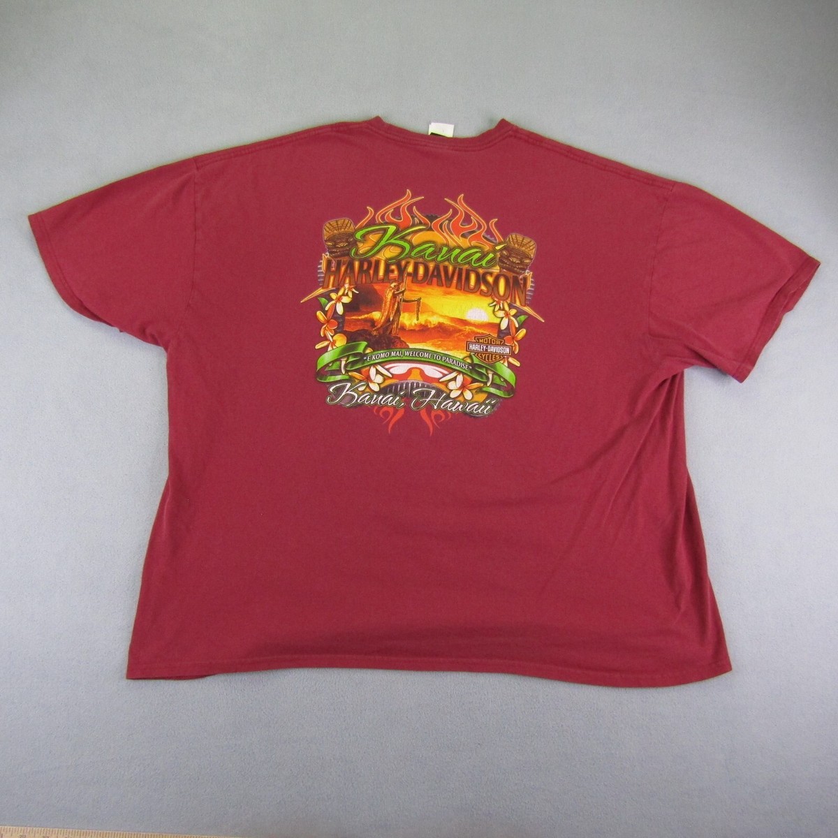 Harley Davidson Shirt Mens 3XL Red Motorcycles Biker Kauai Hawaii 