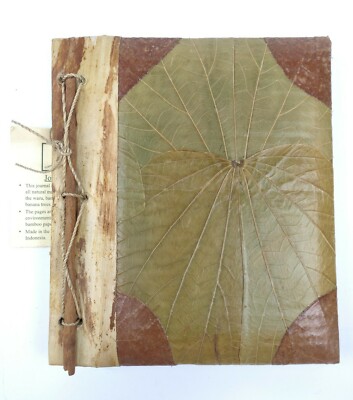 VTG HANDMADE JOURNAL BAMBOO WARU PAKIS BANANA PAGES Made in Bali Indonesia B3