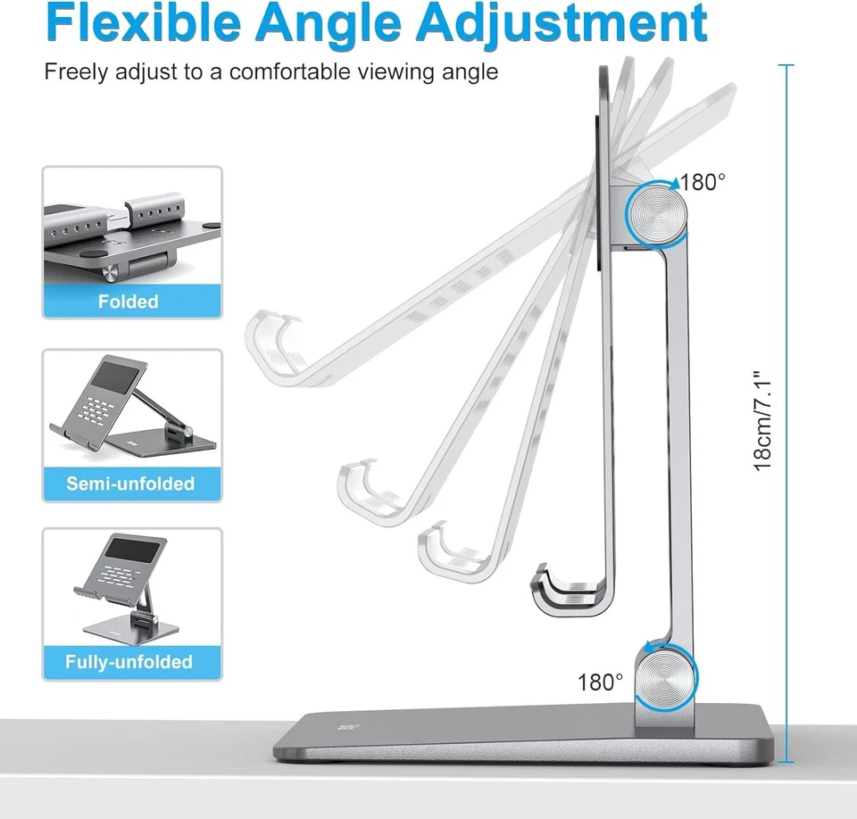 Tablet Stand Aluminum Adjustable Tablet Holder Foldable Desktop Stand iPad Mini - Image 4 of 4