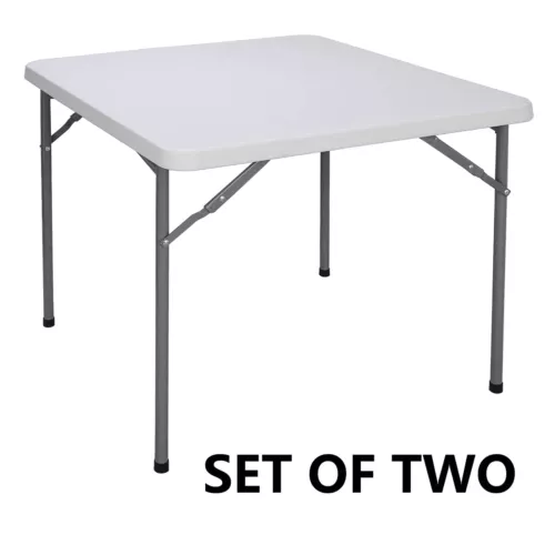 2 pièces table pliante portable 3 pieds table en plastique carte carrée utilitaire table de camping  - Photo 1 sur 14