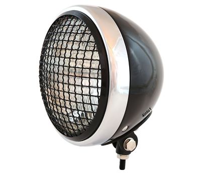 7'' Bottom Mount Motorcycle Headlight - Gloss Black Chrome Grill Clear H4 Halogen