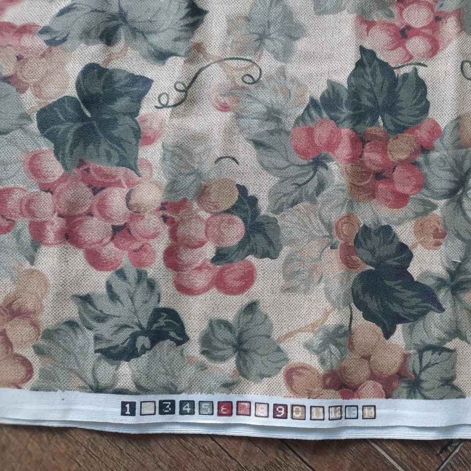 VTG Cranston Quilting Fabric 44" X 20" Cotton Grapes Beige Tan Sewing - Image 4 of 4