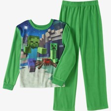 MineCraft size 6 7 8 S M Boy 2 Piece Set Sleepwear Pajamas Flannel New