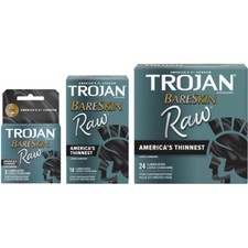 Trojan Bareskin RAW Thinnest Sensitive Lubricated Latex Condoms