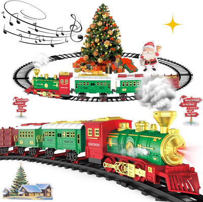 Electric Train Set with Smoke and Light for Toddlers Age 3 4 5 Year Old: Christm