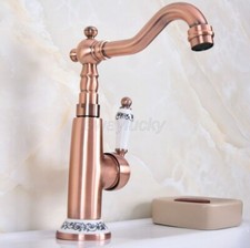 Antique Red Copper Swivel Spout Bathroom Kitchen Sink Basin Faucet Mixer Tap