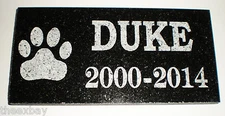 6" x 3" ENGRAVED Name & Date Pet Memorial GRANITE Grave Marker Stone Large Paw