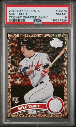 2011 TOPPS UPDATE #US175 MIKE TROUT  COGNAC DIAMOND ANNIVERSARY  PSA 8 RC