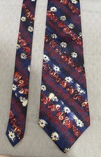 Geoffrey Beene Men’s 100% Silk Neck Tie Multi Color Blue Red Gold Made In USA