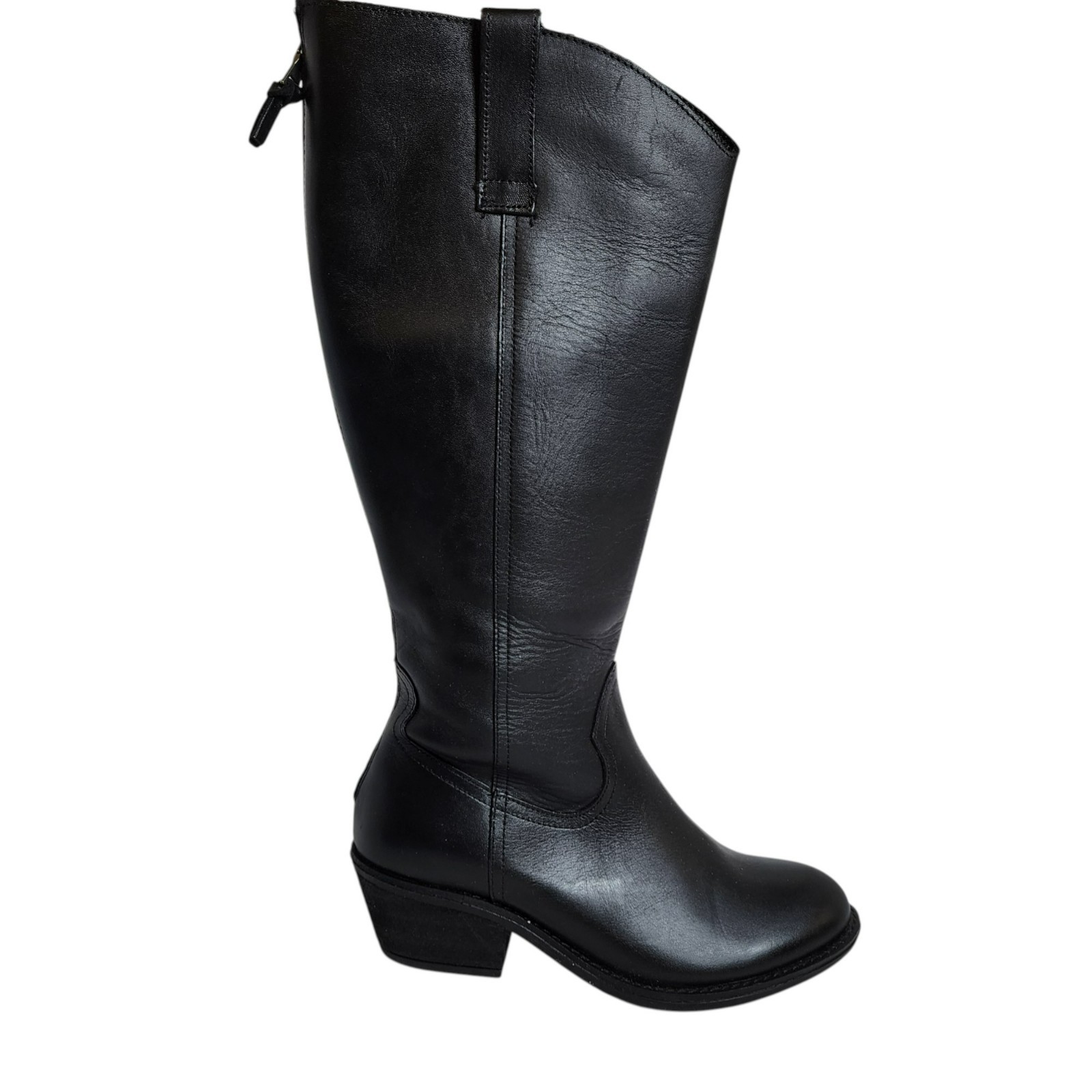 SAOLA Stivali al ginocchio Sofft in pelle nera 7M zip western equitazione suola floreale