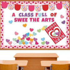 91 PCS Valentine Day Bulletin Board Set Love Heart Decorations Sweethearts Wall