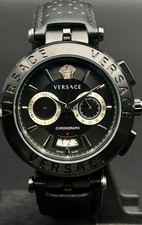 Vintage Versace Swiss Made Chronograph Quartz Black Dial men's wrist watch