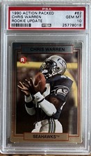 1990 Action Packed Rookie Updated Chris Warren RC PSA 10