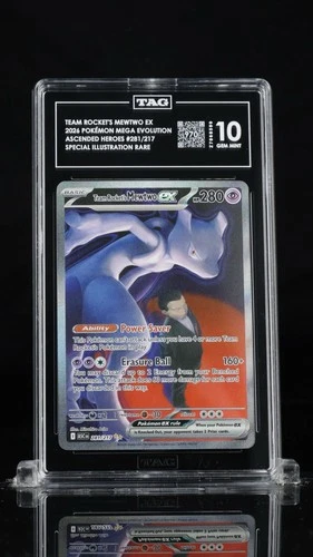 2026 POKEMON ASCENDED HEROES #281/217 TEAM ROCKET'S MEWTWO EX SIR TAG 10