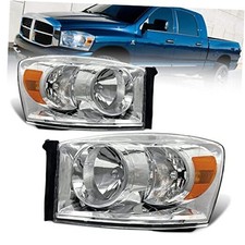 Headlight sembly Compatible with 2006 2007 OE- Chrome Housing Amber Reflector