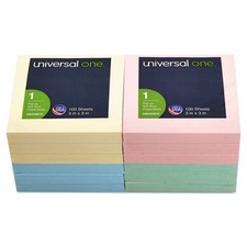 Fan-Folded Self-Stick Pop-Up Note Pads, 3" x 3", Assorted Pastel Colors, 100 ...
