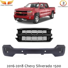 Front Bumper Paintable & Grille Assembly Kit For 2016-2018 Chevy Silverado 1500