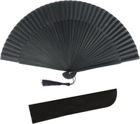 Bambus HandfäCher Schwarz, Faltbar, Groß, Chinesisch Japanisch Deko