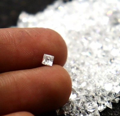 35 PCS 2.9mm Loose Gemstone Princess Gemstone Shape Natural White Sapphire 8 CT