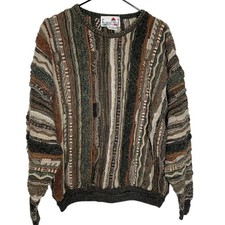 Vintage 90s Florence Tricot Coogi-Style 3D Knit Sweater Men XL Textured Colorful